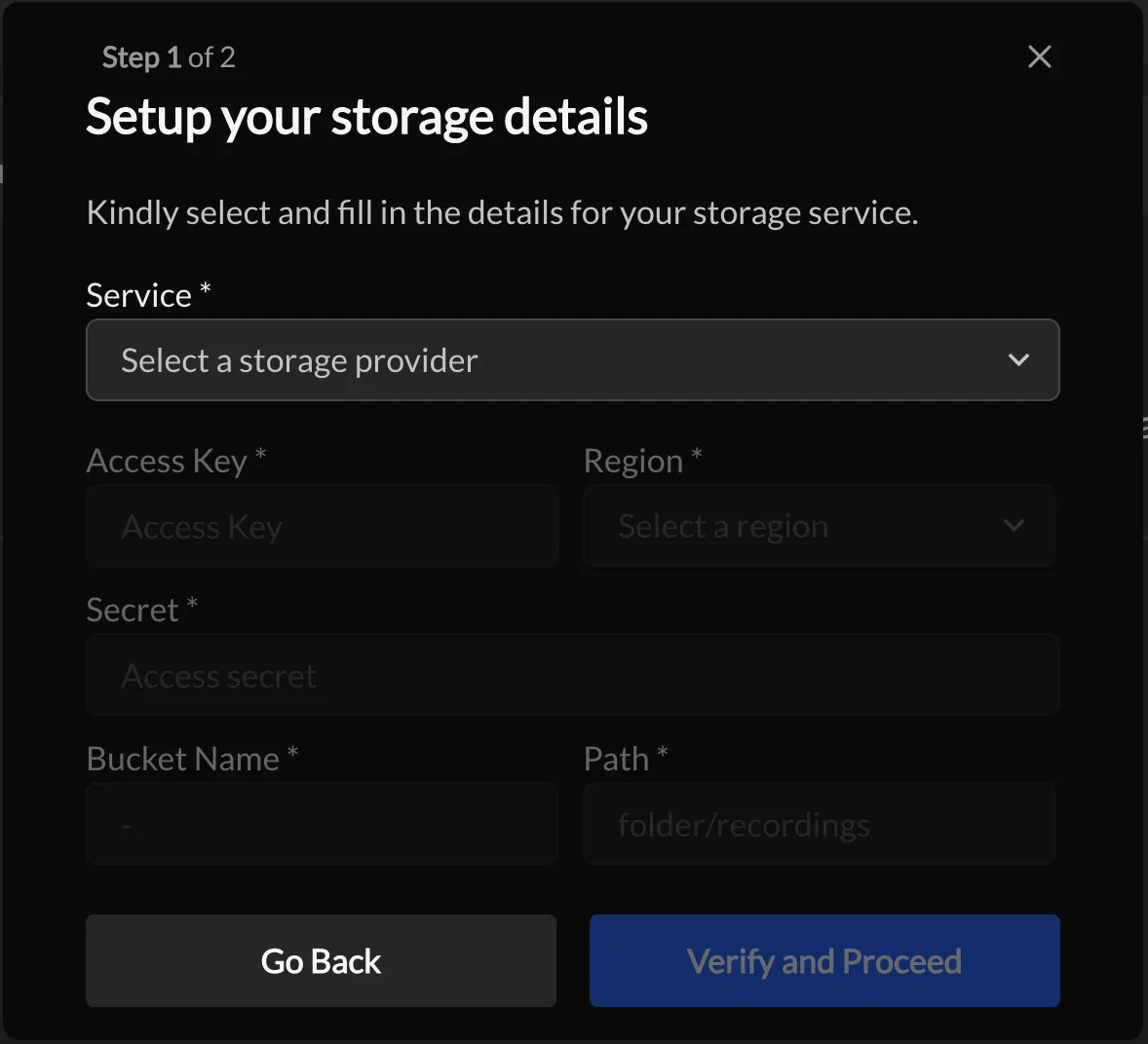 Recording Storage Screenshot